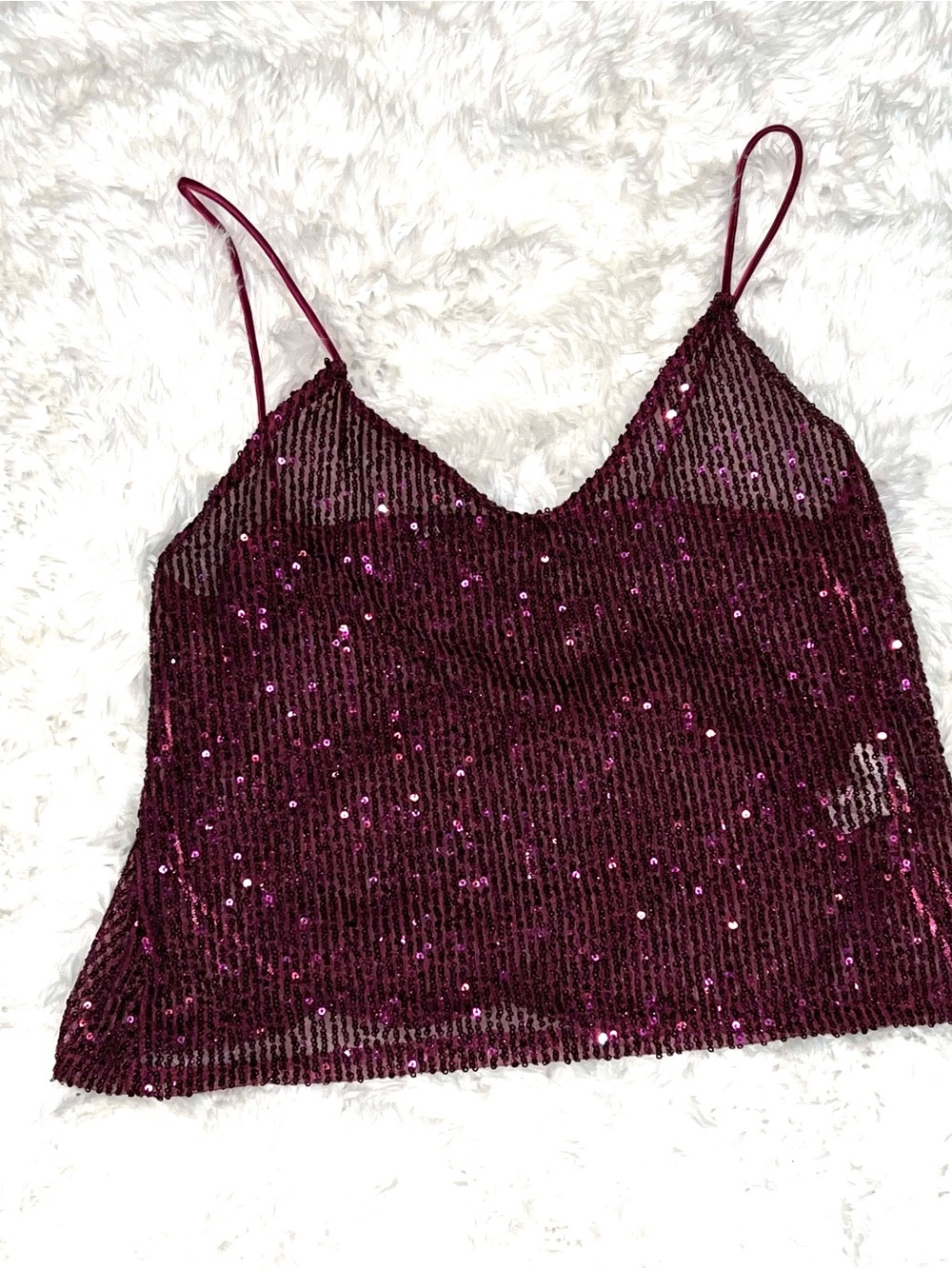 Zara Burgundy Sequin Camisole